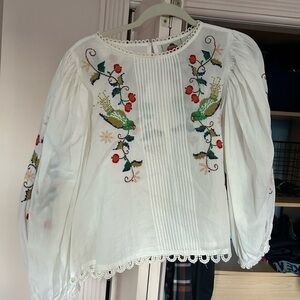 FARM Rio White Blouse with Colorful Embroidery